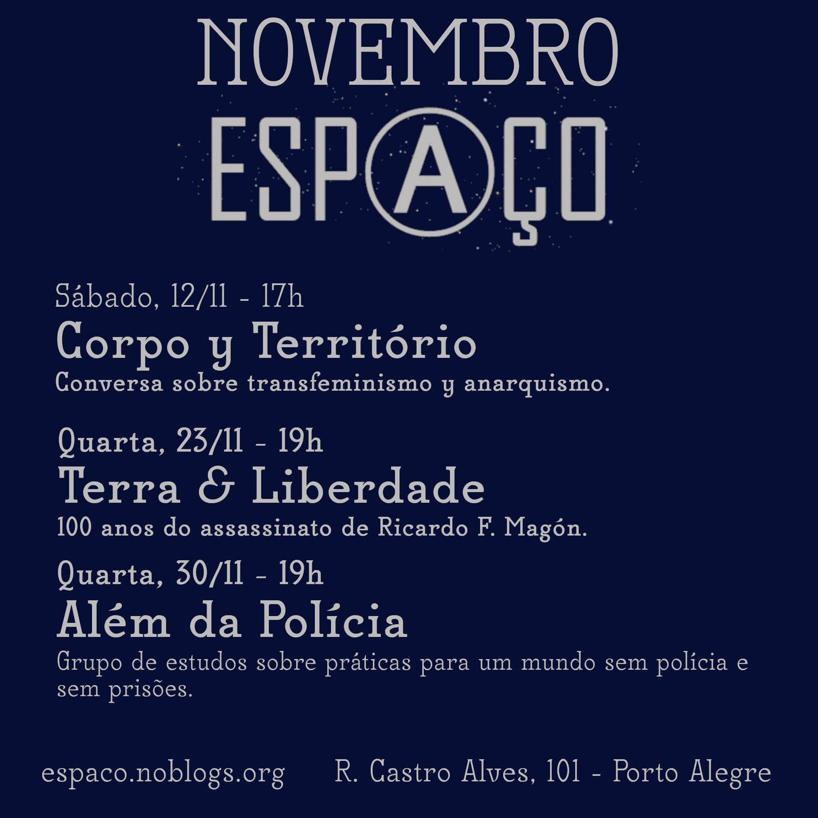 Calendário de Novembro no Espaço